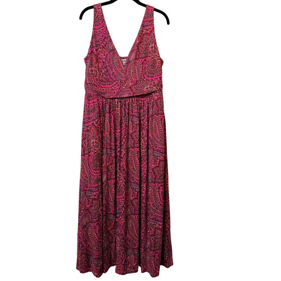 Boden UK 14P US 10P Pink Paisley Print Maxi Dress V Neck Sleeveless Summer - Picture 1 of 9